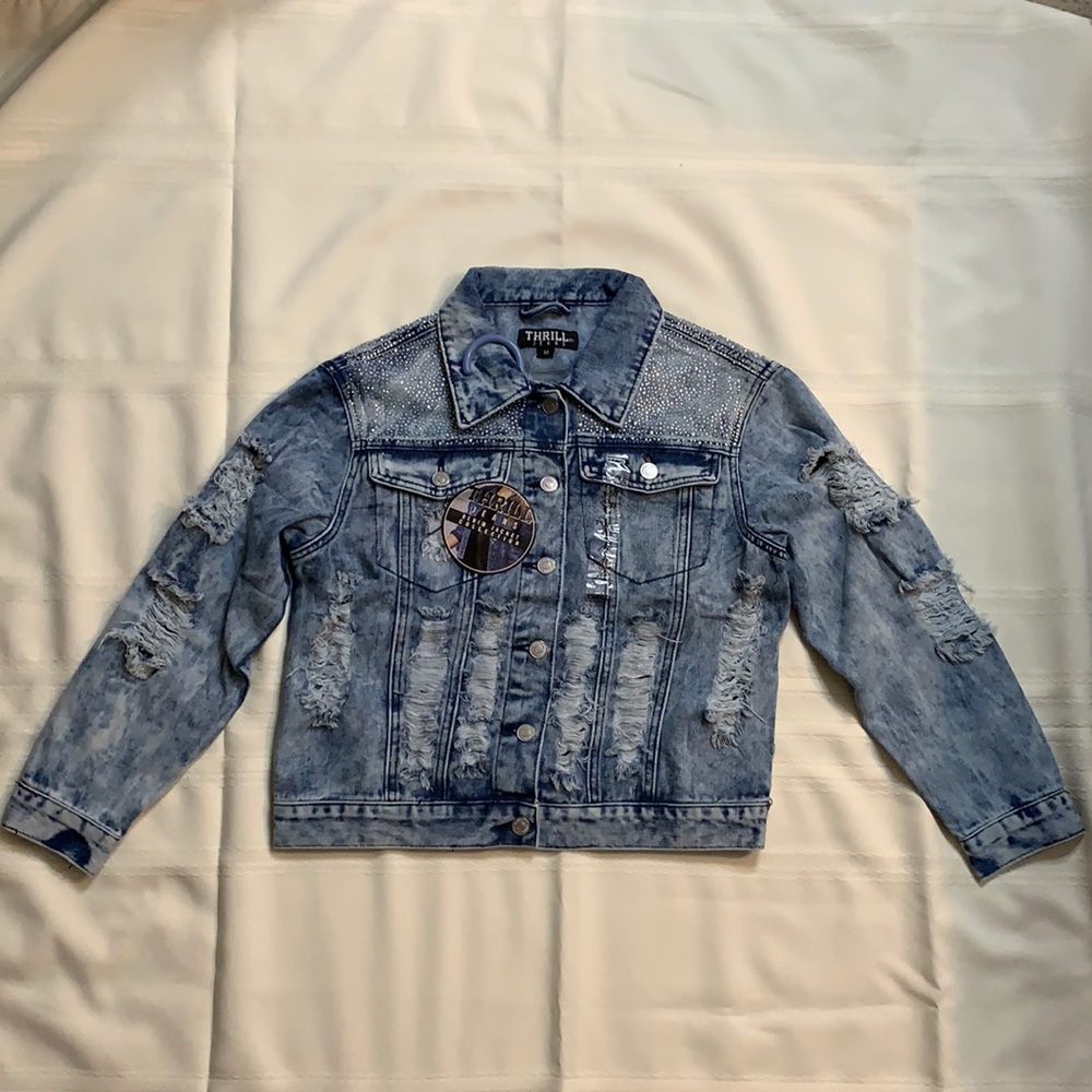THRILL Stonewashed Glitter Denim Jacket